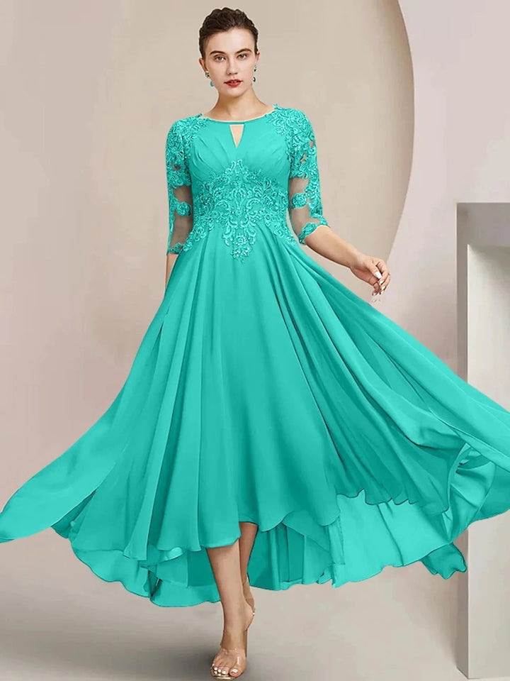 A-Line/Princess Scoop Tea-Length Mother of the Bride Dresses by Dreamylily