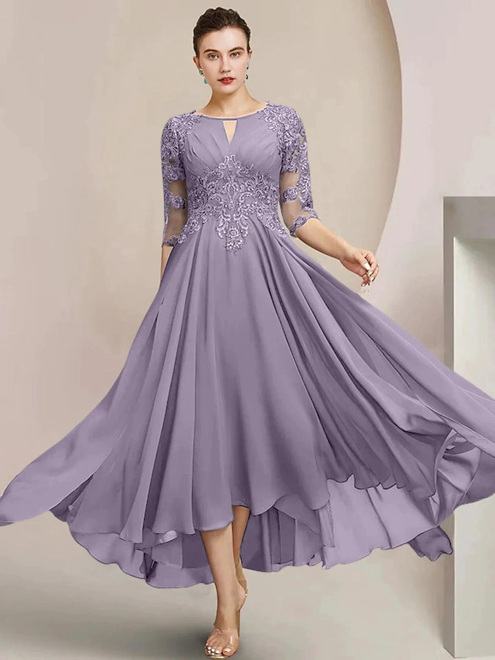 A-Line/Princess Scoop Tea-Length Mother of the Bride Dresses by Dreamylily