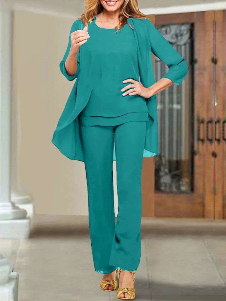 Chiffon Scoop Mother of the Bride Pantsuits by Dreamylily