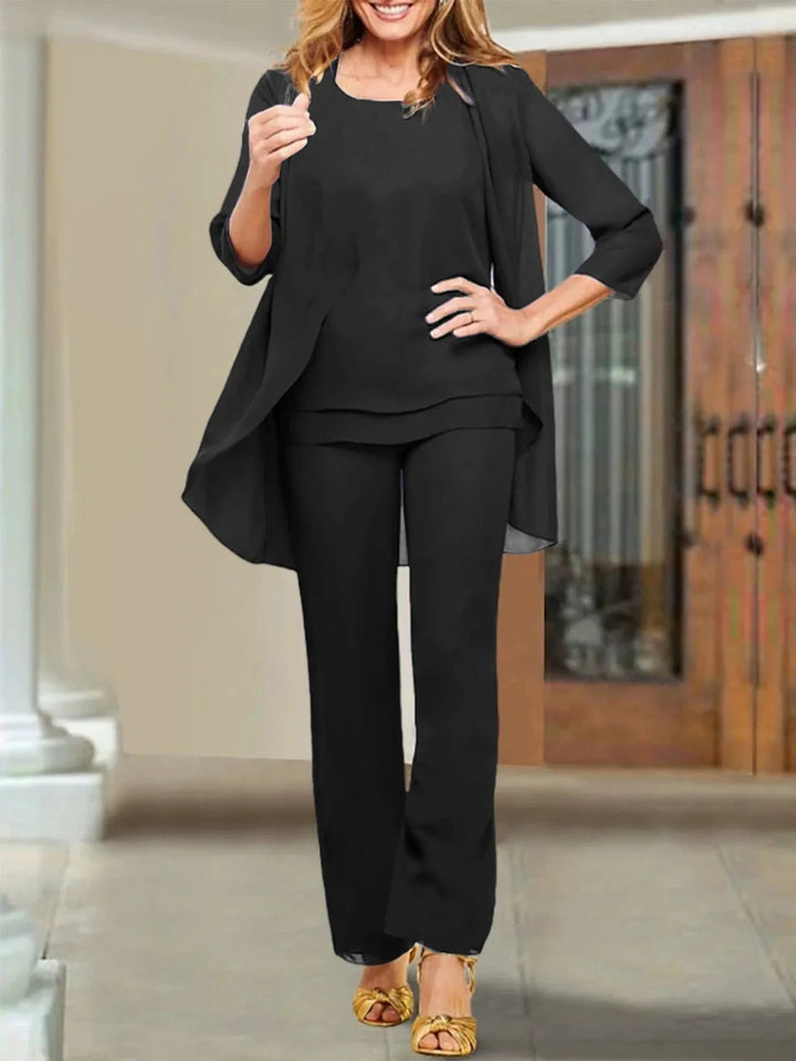 Chiffon Scoop Mother of the Bride Pantsuits by Dreamylily