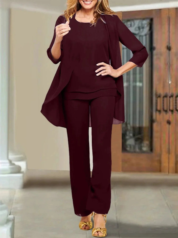 Chiffon Scoop Mother of the Bride Pantsuits by Dreamylily