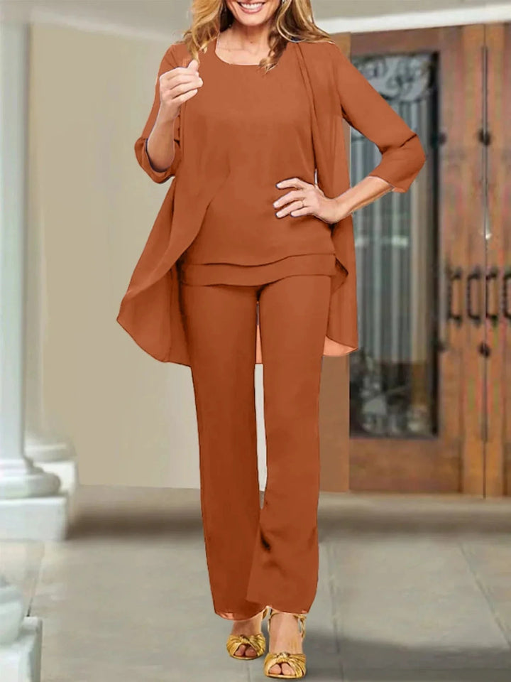 Chiffon Scoop Mother of the Bride Pantsuits by Dreamylily