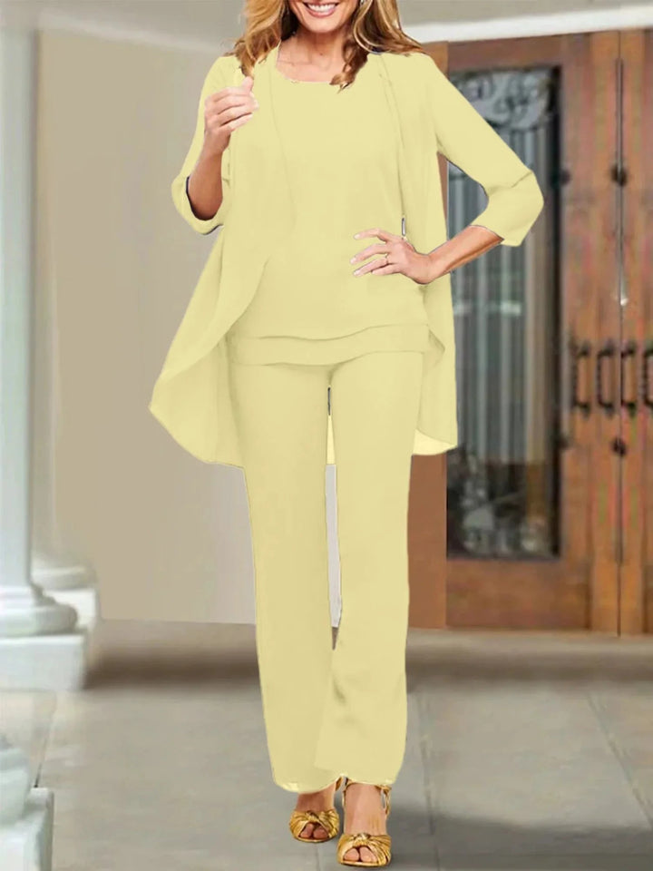 Chiffon Scoop Mother of the Bride Pantsuits by Dreamylily