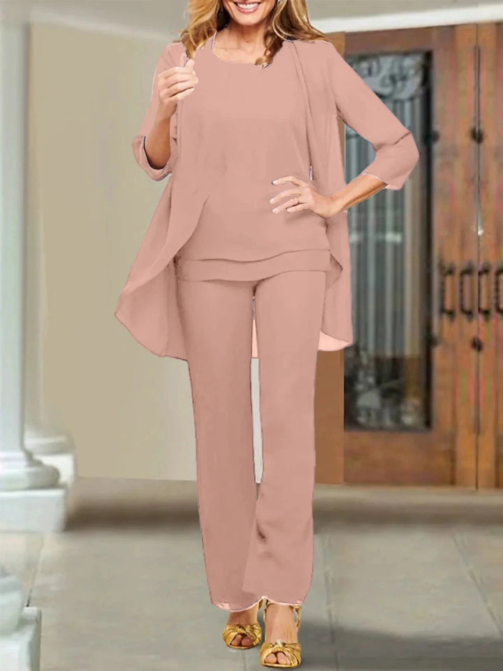 Chiffon Scoop Mother of the Bride Pantsuits by Dreamylily
