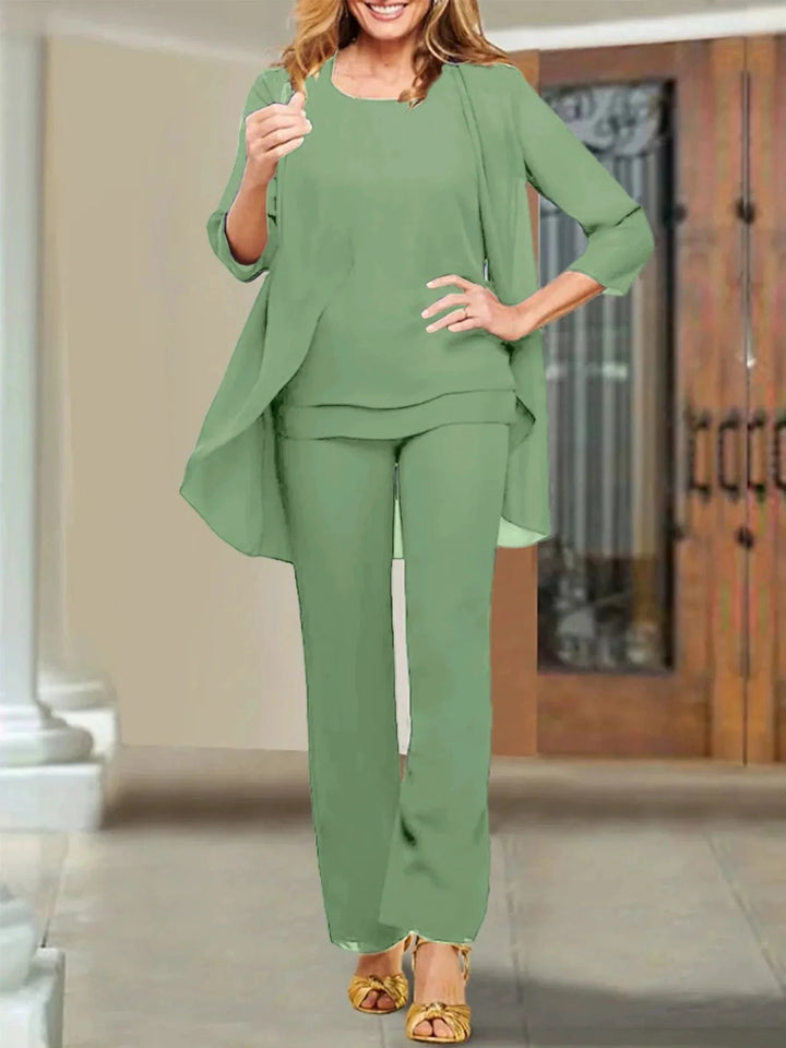 Chiffon Scoop Mother of the Bride Pantsuits by Dreamylily