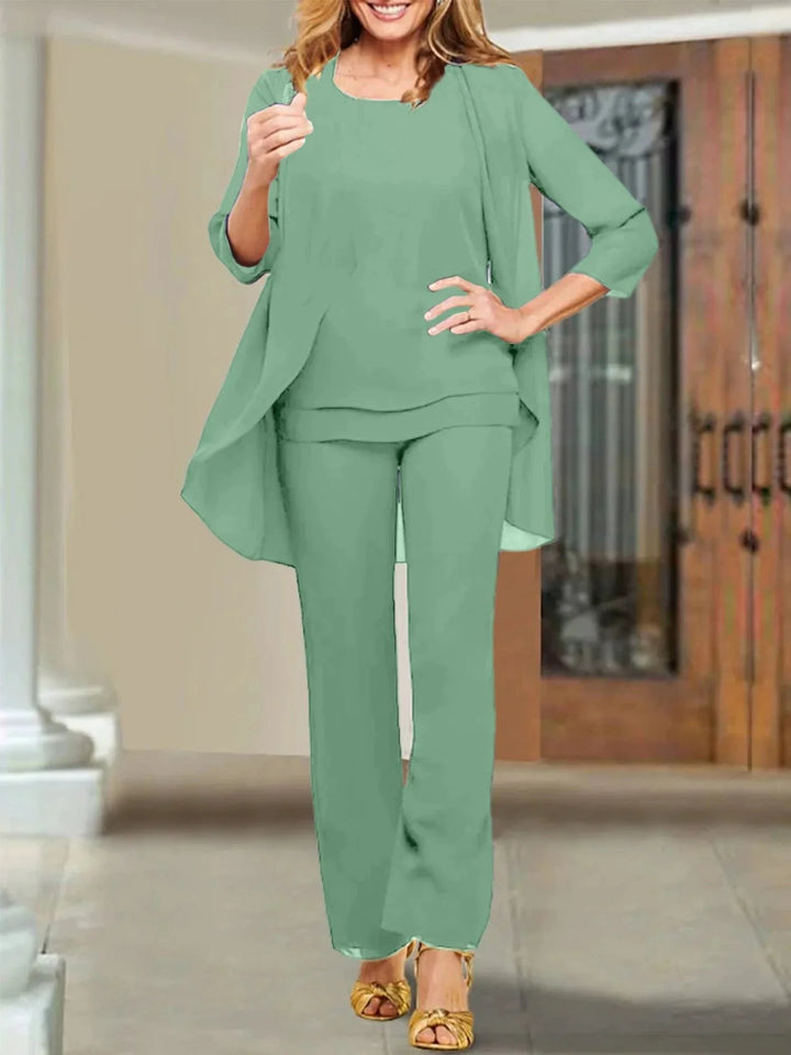 Chiffon Scoop Mother of the Bride Pantsuits by Dreamylily