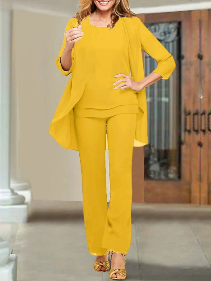 Chiffon Scoop Mother of the Bride Pantsuits by Dreamylily
