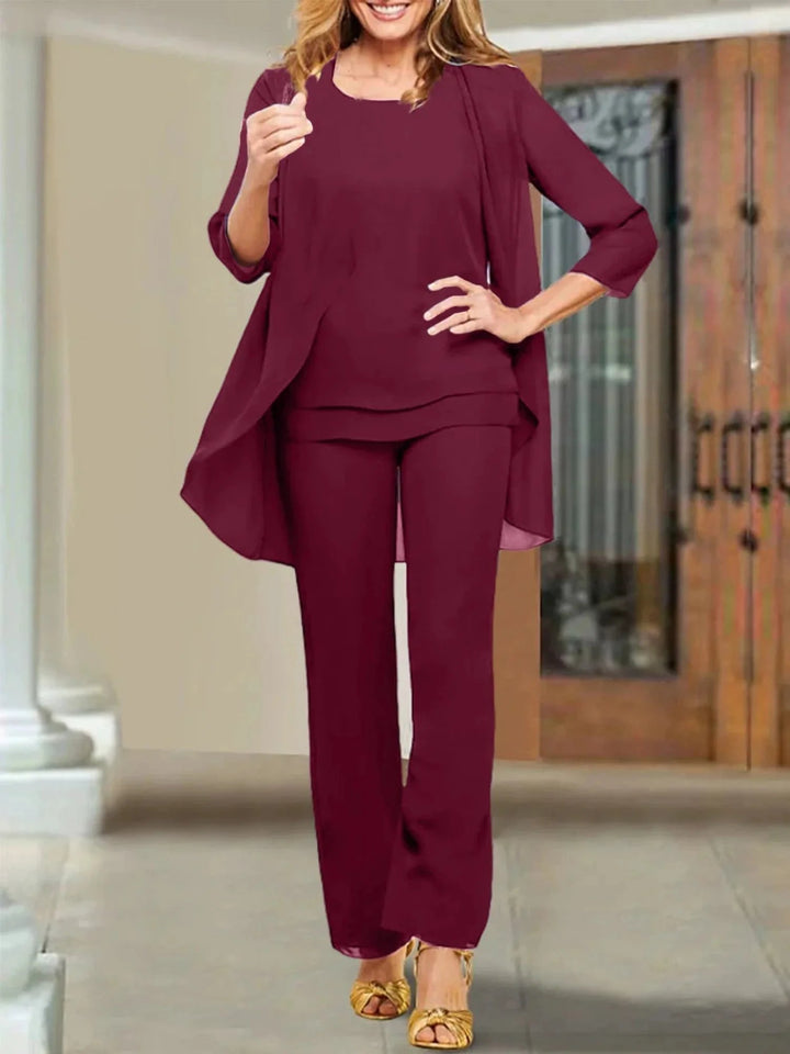Chiffon Scoop Mother of the Bride Pantsuits by Dreamylily