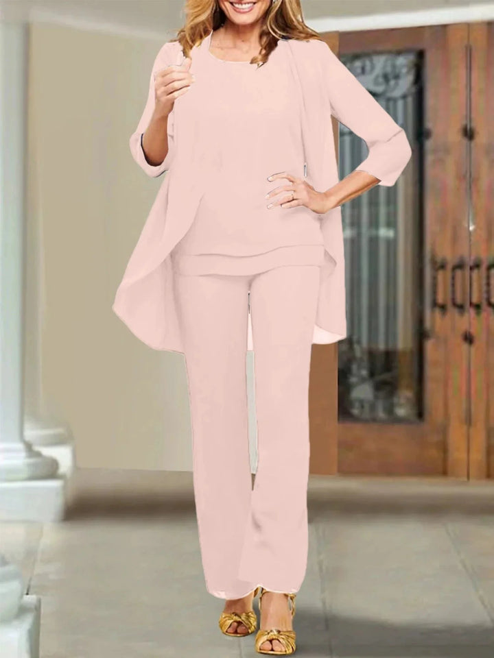 Chiffon Scoop Mother of the Bride Pantsuits by Dreamylily
