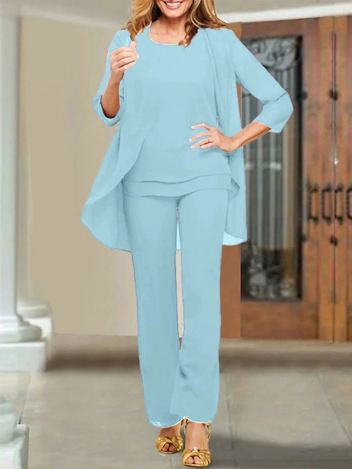 Chiffon Scoop Mother of the Bride Pantsuits by Dreamylily
