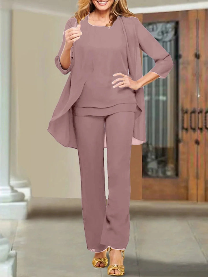 Chiffon Scoop Mother of the Bride Pantsuits by Dreamylily