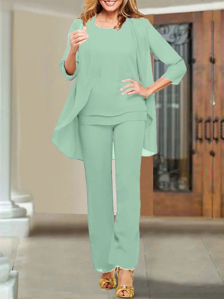 Chiffon Scoop Mother of the Bride Pantsuits by Dreamylily