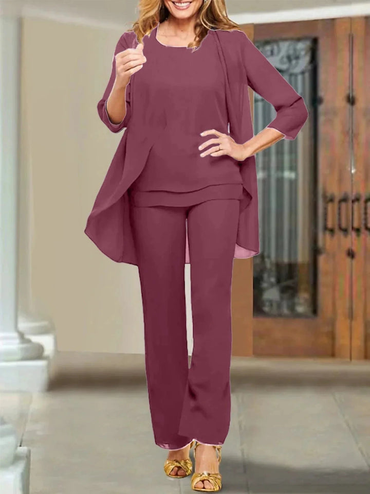Chiffon Scoop Mother of the Bride Pantsuits by Dreamylily