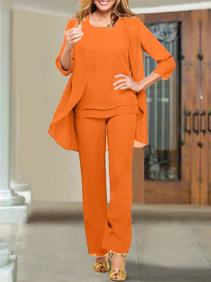 Chiffon Scoop Mother of the Bride Pantsuits by Dreamylily