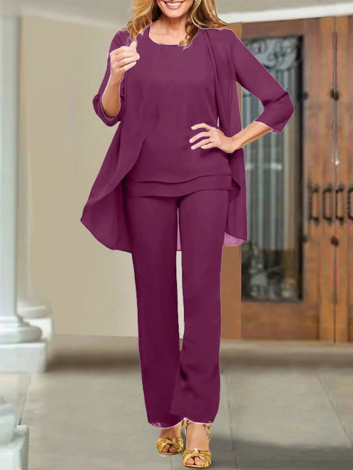 Chiffon Scoop Mother of the Bride Pantsuits by Dreamylily