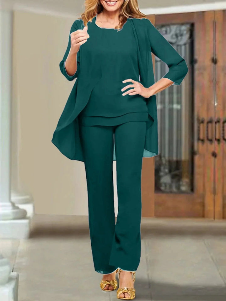 Chiffon Scoop Mother of the Bride Pantsuits by Dreamylily