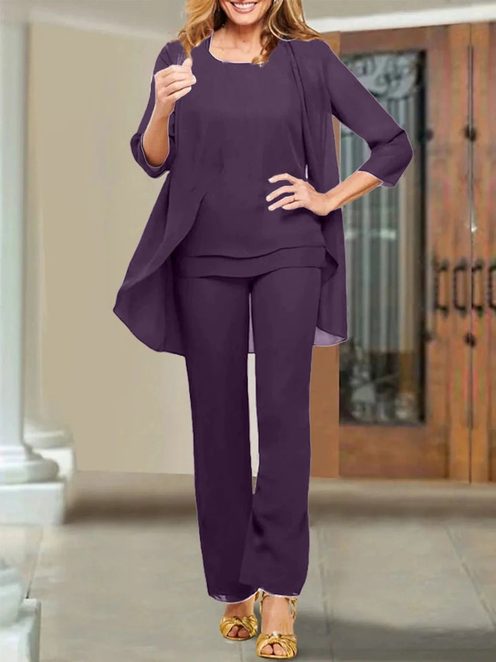 Chiffon Scoop Mother of the Bride Pantsuits by Dreamylily