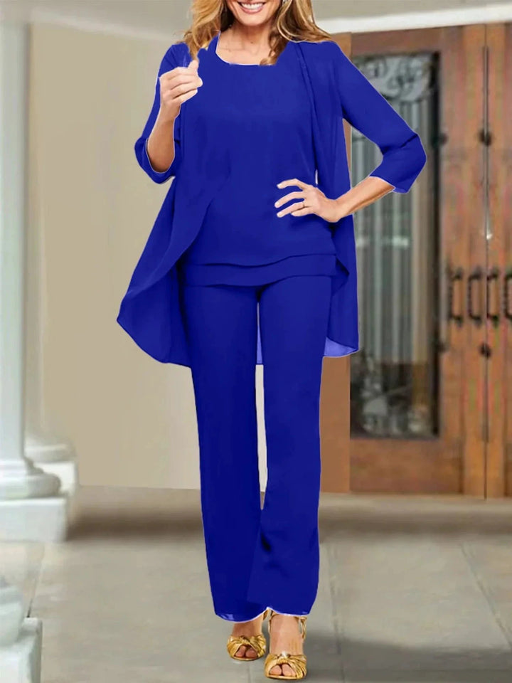 Chiffon Scoop Mother of the Bride Pantsuits by Dreamylily