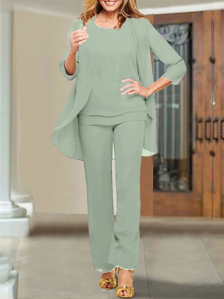 Chiffon Scoop Mother of the Bride Pantsuits by Dreamylily