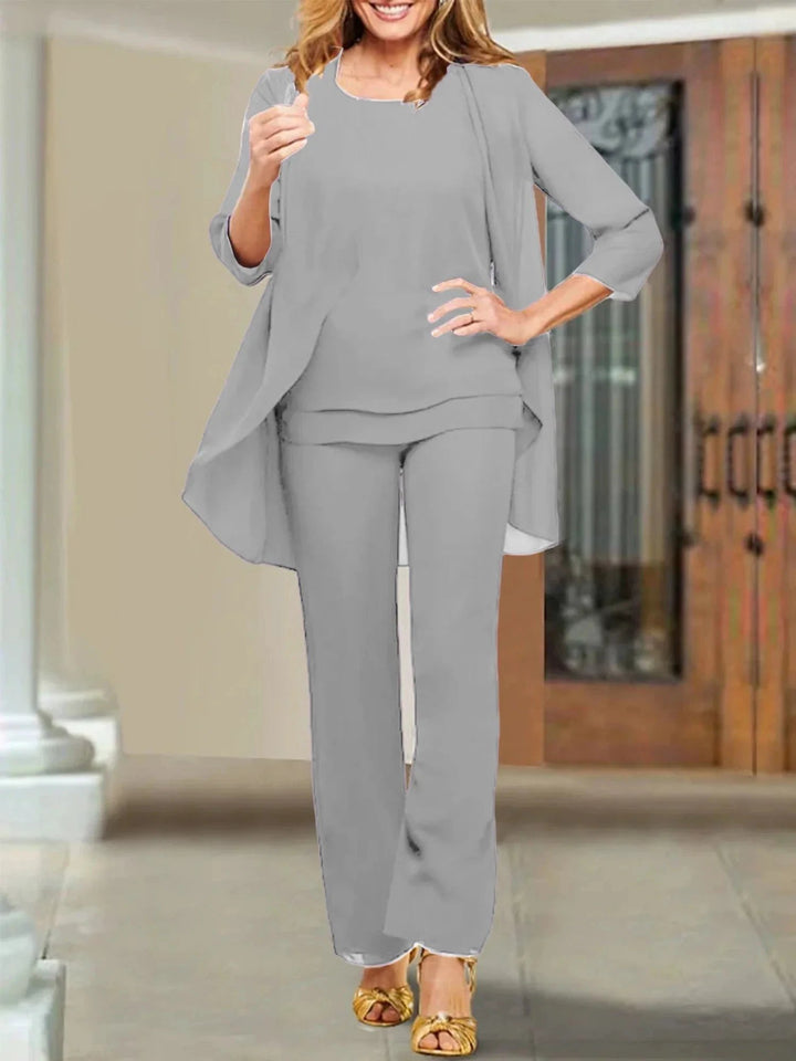 Chiffon Scoop Mother of the Bride Pantsuits by Dreamylily