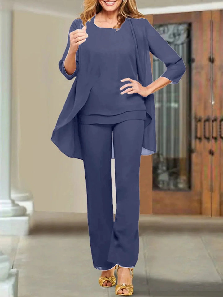 Chiffon Scoop Mother of the Bride Pantsuits by Dreamylily