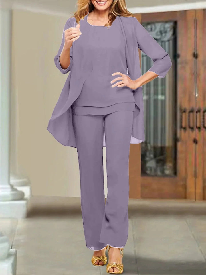 Chiffon Scoop Mother of the Bride Pantsuits by Dreamylily