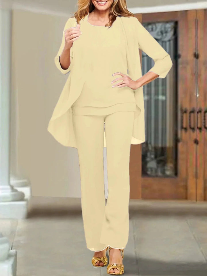 Chiffon Scoop Mother of the Bride Pantsuits by Dreamylily