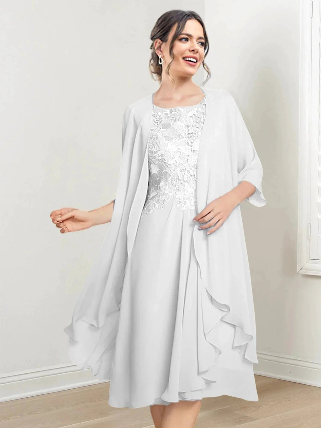A-Line/Princess Scoop Knee-Length Mother of the Bride Dresses by Dreamylily