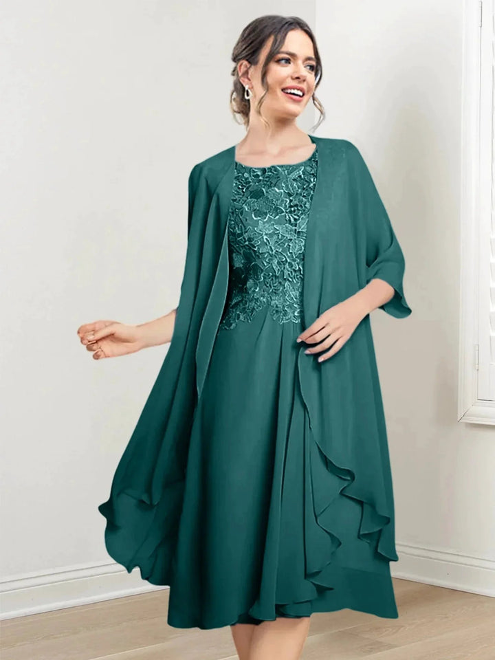 A-Line/Princess Scoop Knee-Length Mother of the Bride Dresses by Dreamylily
