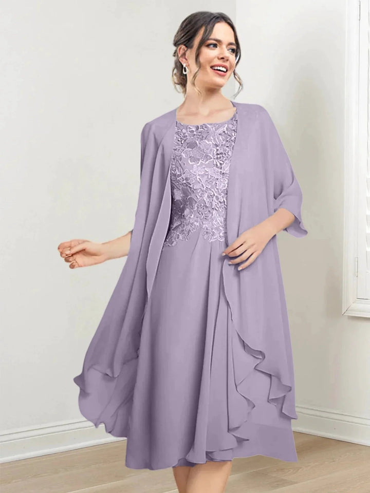 A-Line/Princess Scoop Knee-Length Mother of the Bride Dresses by Dreamylily