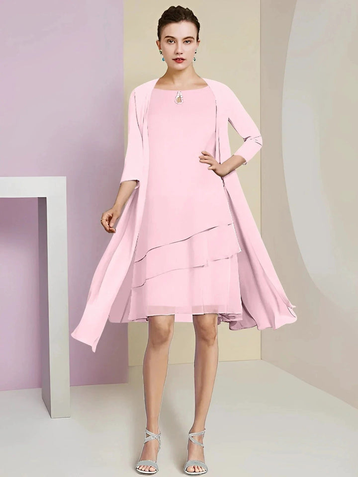 A-Line/Princess Jewel Neck Knee-Length Mother of the Bride Dresses by Dreamylily