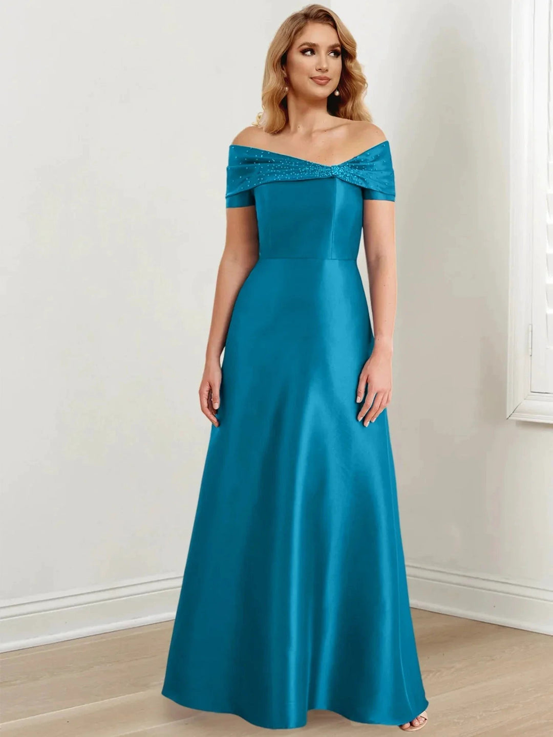 A-Line/Princess Off-the-Shoulder Floor-Length Mother of the Bride Dresses by Dreamylily