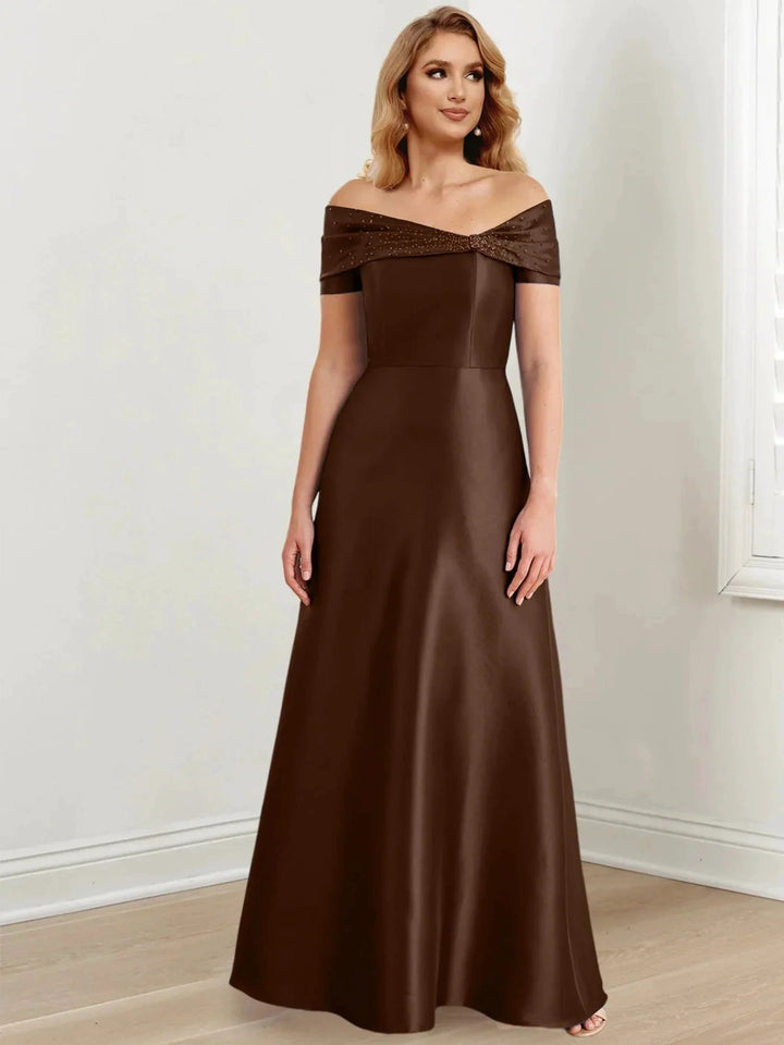 A-Line/Princess Off-the-Shoulder Floor-Length Mother of the Bride Dresses by Dreamylily