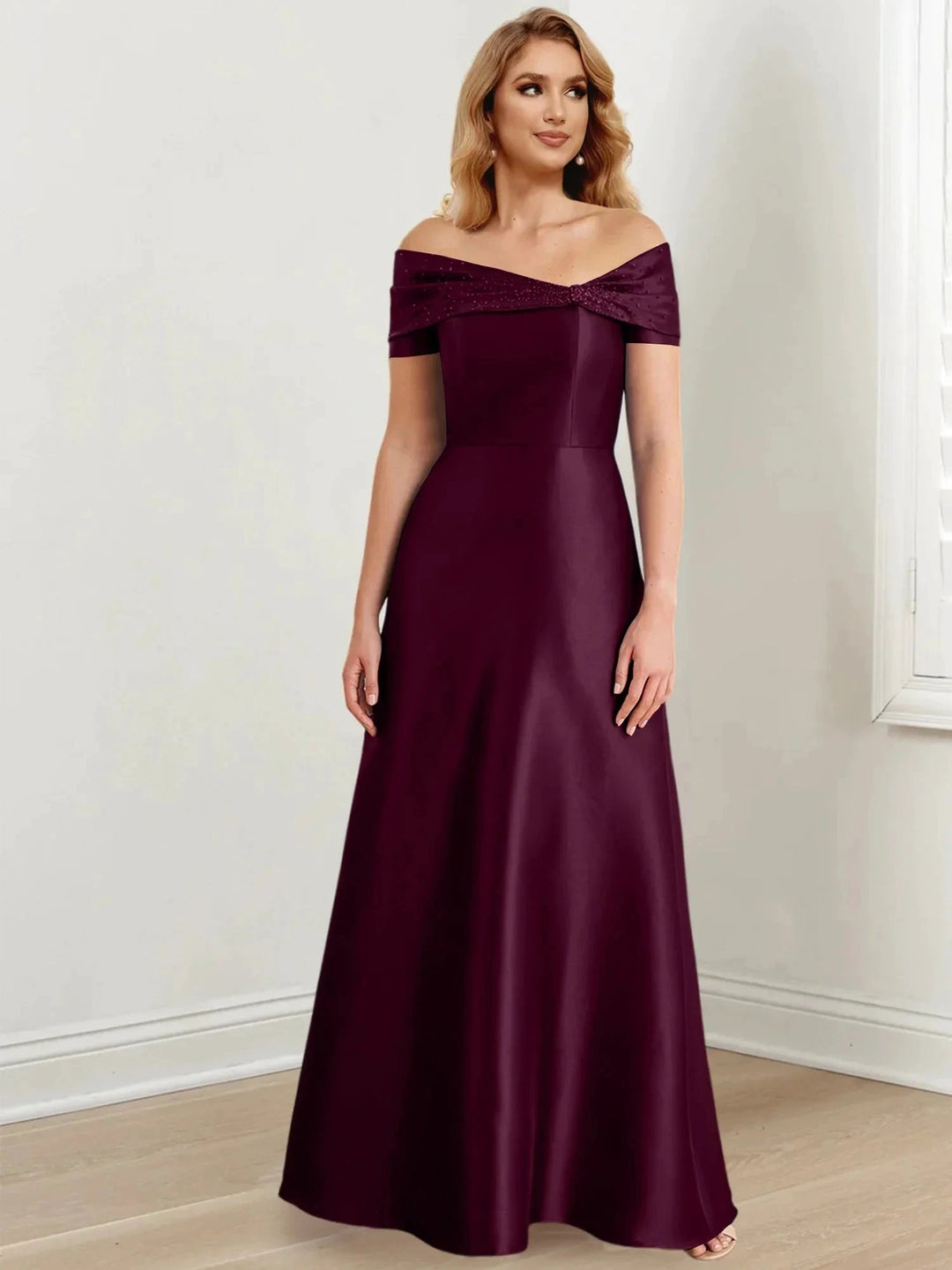 A-Line/Princess Off-the-Shoulder Floor-Length Mother of the Bride Dresses by Dreamylily