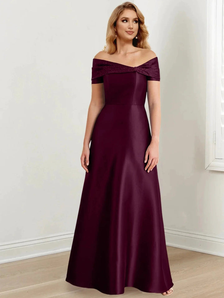 A-Line/Princess Off-the-Shoulder Floor-Length Mother of the Bride Dresses by Dreamylily