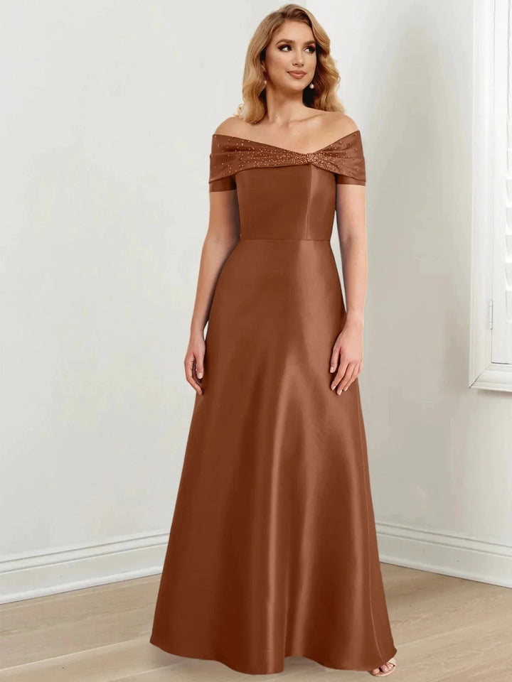 A-Line/Princess Off-the-Shoulder Floor-Length Mother of the Bride Dresses by Dreamylily
