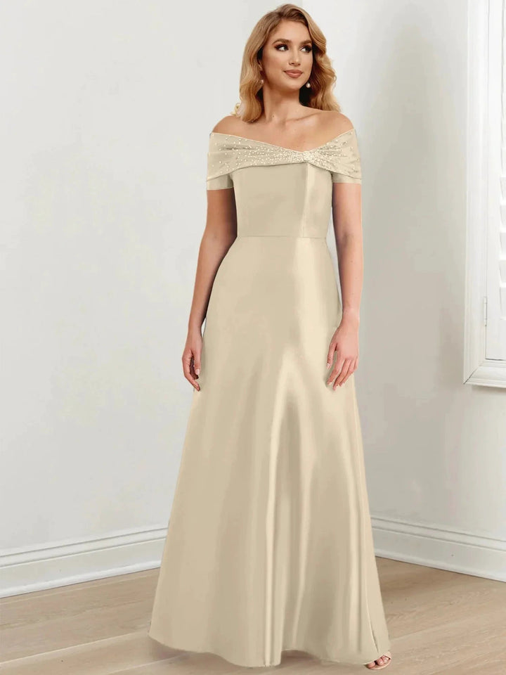 A-Line/Princess Off-the-Shoulder Floor-Length Mother of the Bride Dresses by Dreamylily