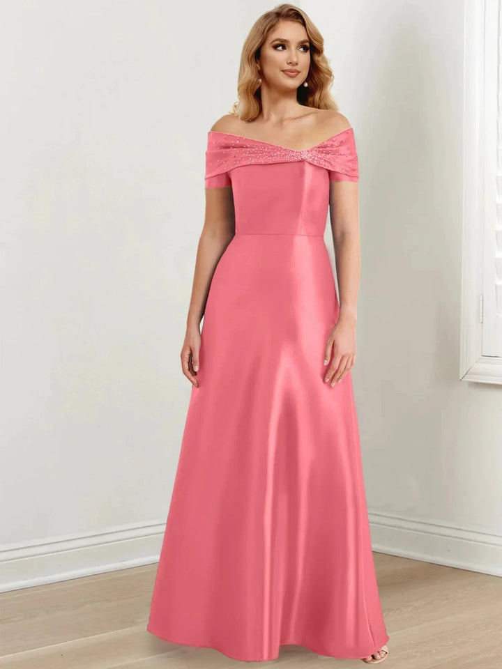 A-Line/Princess Off-the-Shoulder Floor-Length Mother of the Bride Dresses by Dreamylily