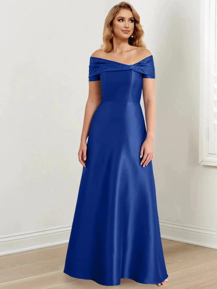 A-Line/Princess Off-the-Shoulder Floor-Length Mother of the Bride Dresses by Dreamylily