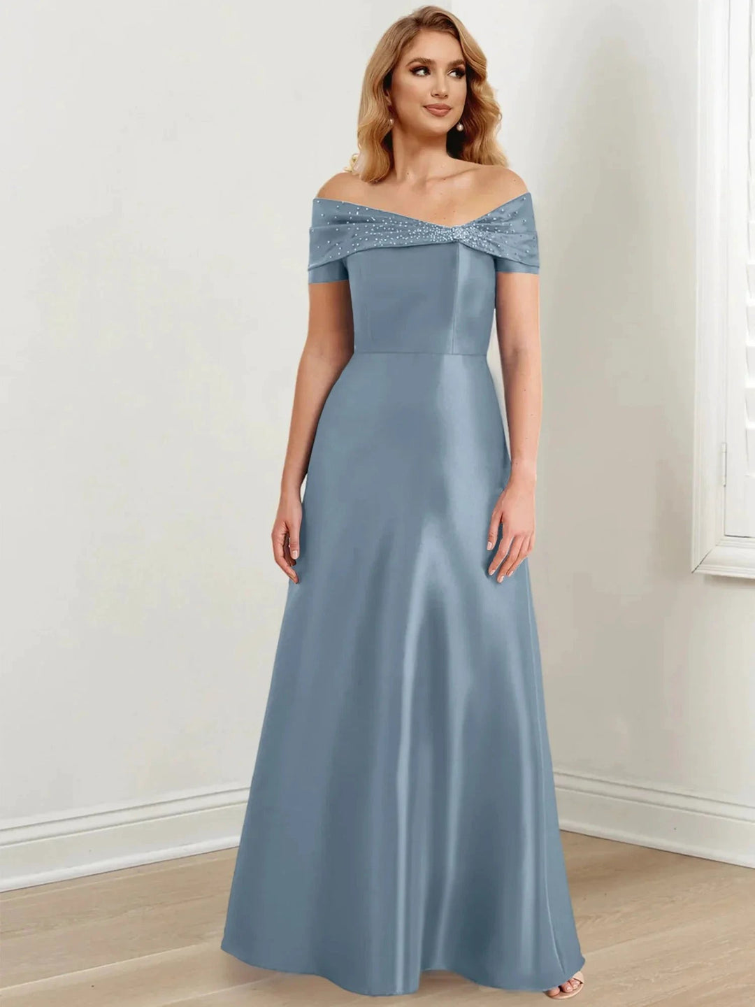 A-Line/Princess Off-the-Shoulder Floor-Length Mother of the Bride Dresses by Dreamylily