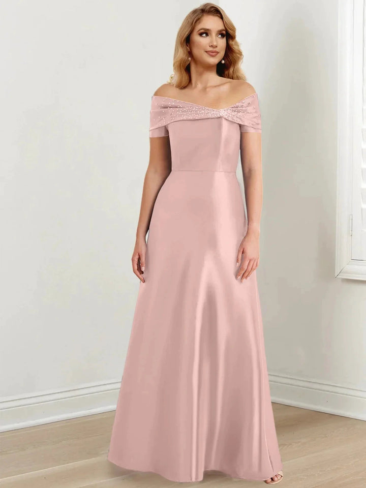 A-Line/Princess Off-the-Shoulder Floor-Length Mother of the Bride Dresses by Dreamylily