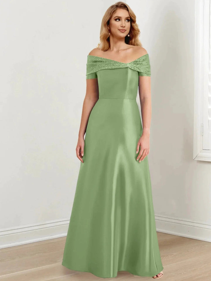 A-Line/Princess Off-the-Shoulder Floor-Length Mother of the Bride Dresses by Dreamylily