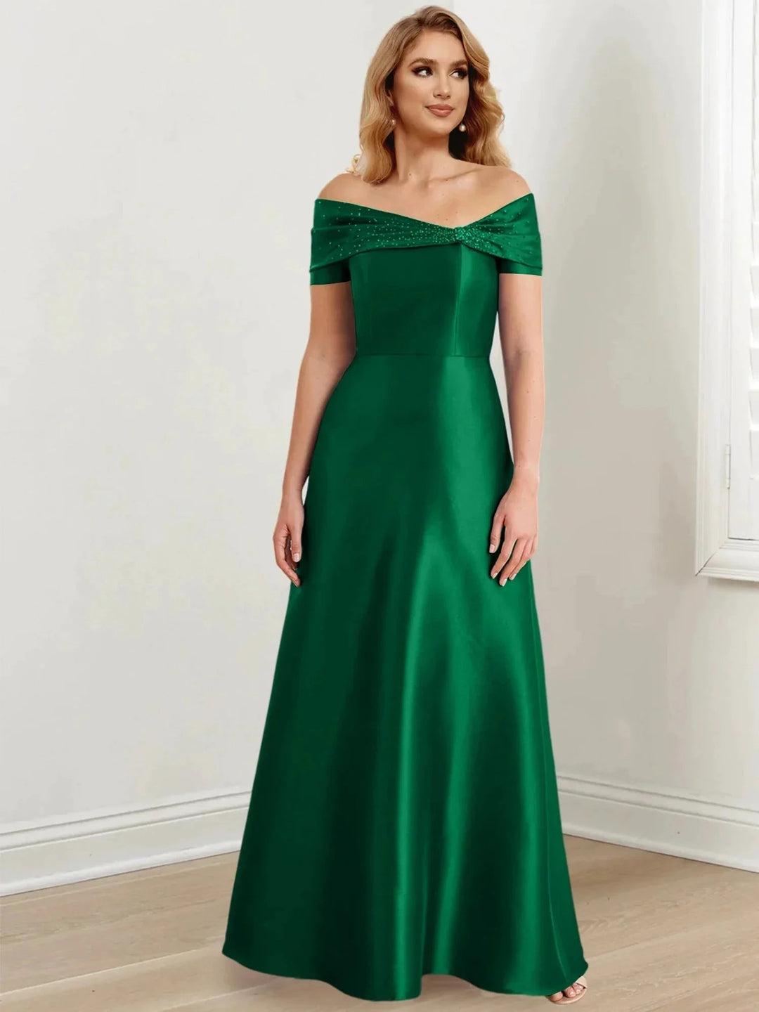 A-Line/Princess Off-the-Shoulder Floor-Length Mother of the Bride Dresses by Dreamylily