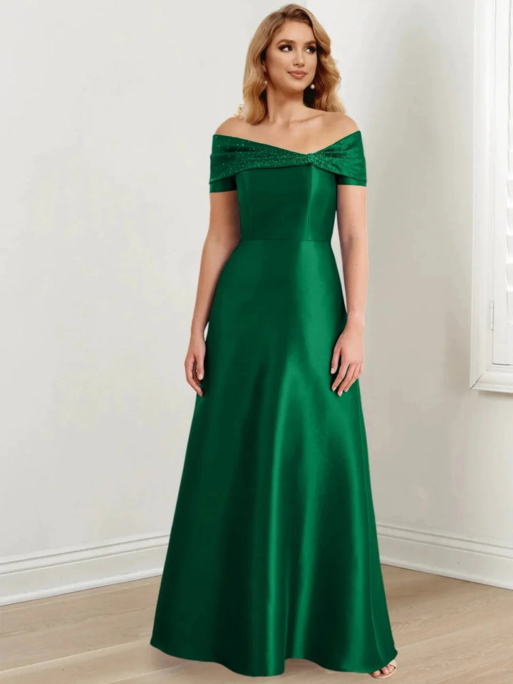 A-Line/Princess Off-the-Shoulder Floor-Length Mother of the Bride Dresses by Dreamylily