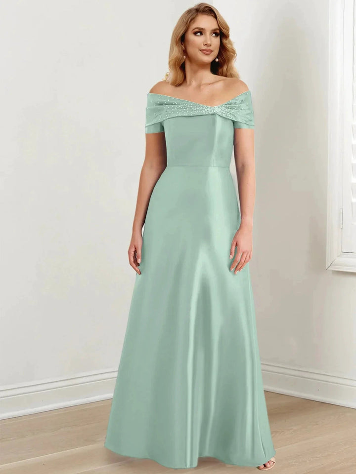 A-Line/Princess Off-the-Shoulder Floor-Length Mother of the Bride Dresses by Dreamylily