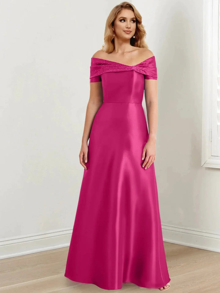 A-Line/Princess Off-the-Shoulder Floor-Length Mother of the Bride Dresses by Dreamylily