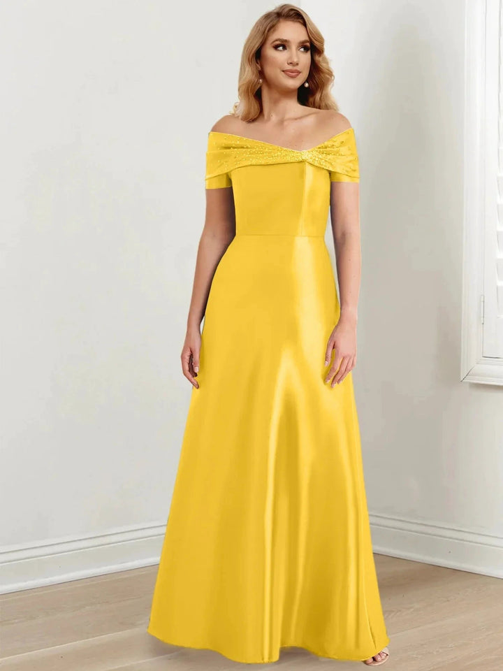 A-Line/Princess Off-the-Shoulder Floor-Length Mother of the Bride Dresses by Dreamylily