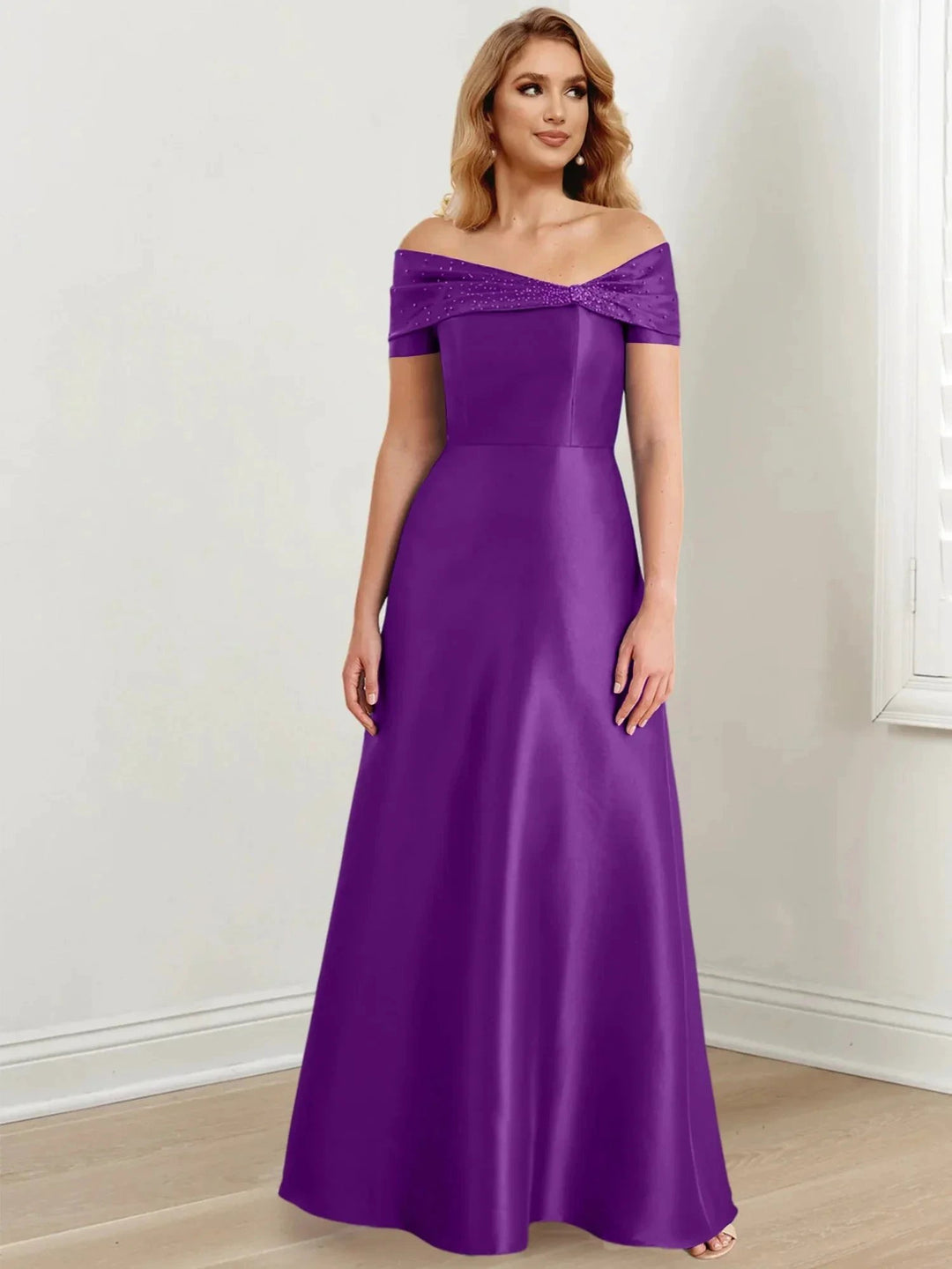 A-Line/Princess Off-the-Shoulder Floor-Length Mother of the Bride Dresses by Dreamylily