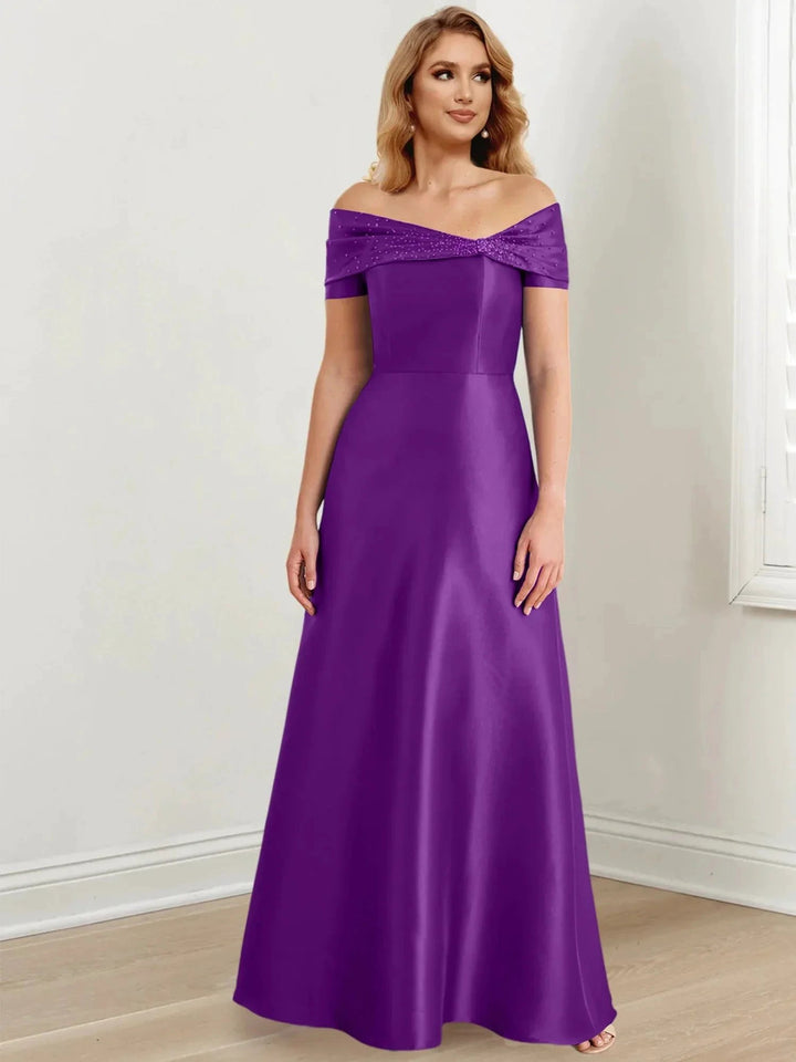A-Line/Princess Off-the-Shoulder Floor-Length Mother of the Bride Dresses by Dreamylily