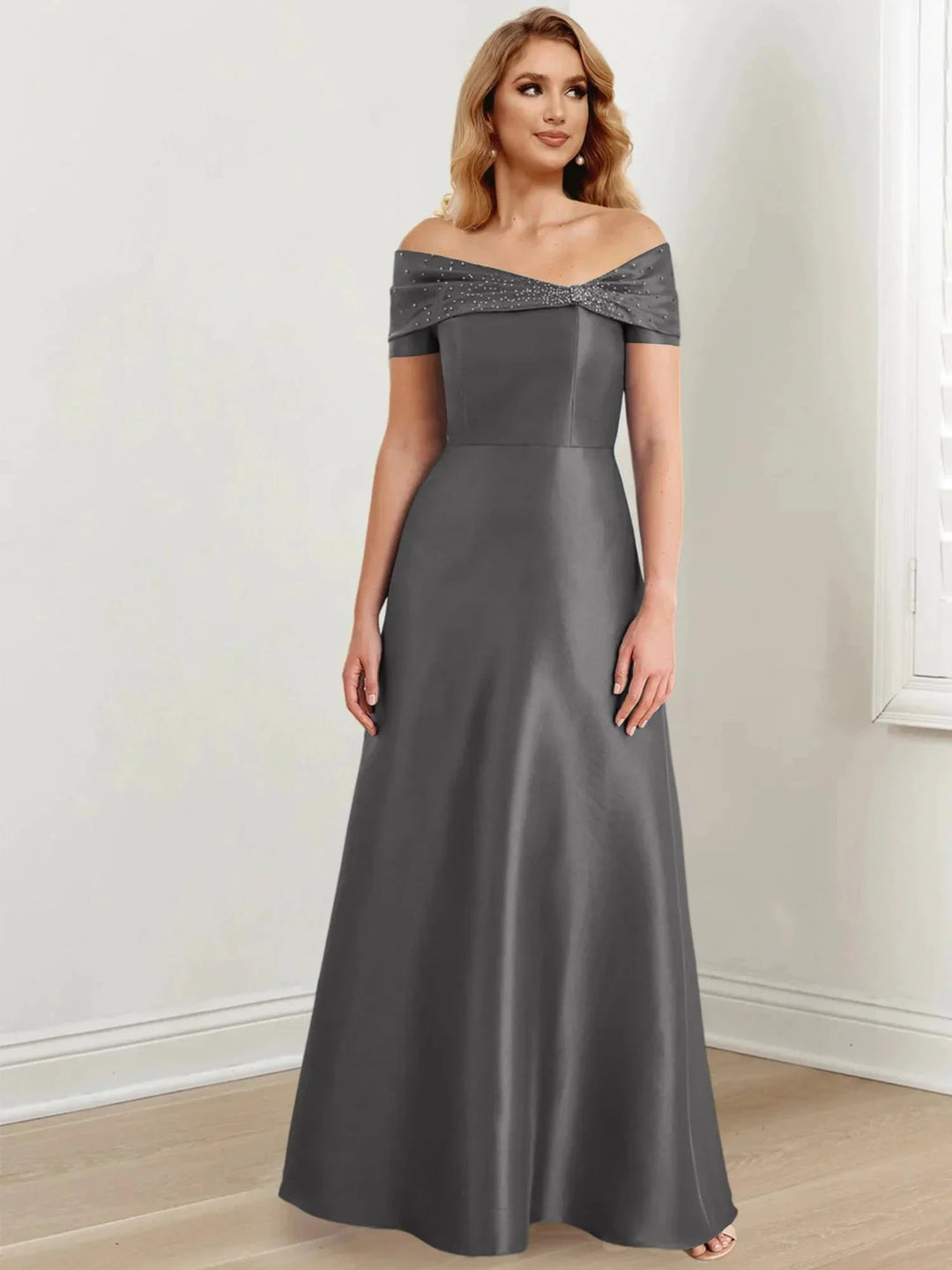 A-Line/Princess Off-the-Shoulder Floor-Length Mother of the Bride Dresses by Dreamylily